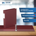 Davis Group Super économie, Reliure à anneaux ronds 1 po, paquet de 6 – Bourgogne-Polypropylène sans PVC
