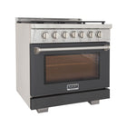 Kucht - 36 po Série KFX-X Cuisinière Pro Style au gaz naturel - Acier inoxydable/Gris ciment-Dimensions du produit 27,75 po L x 36 po L x 36 po H