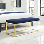 Modway - Anticipate Tissu Banc in Marine d’or-Base en acier inoxydable doré