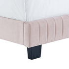 Modway - Celine Chenal Touffé Performance Velvet Lit Queen, Rose-Pieds en bois massif