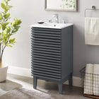 Modway - Render 18" Armoire à coiffeuse de salle de bain - Gris blanc-Porte à fermeture douce