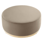 Modway - Tilden Gros velours rond de performance de 38" Rembourré Ottoman - Taupe Natural-Glissements au pied sans marquer