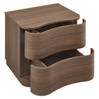 Modway - Mirae 2 tiroirs Table de chevet courbée, Chêne brun brossé-Assemblée requise