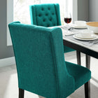 Modway - Baronet Bouton touffé Tissu Chaise à manger - Sarcelle-Tissu fin en polyester