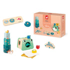 Janod - Coffret à jouets - 4 jouets - 12 mois-Ce coffret a été développé en collaboration avec un psychomotricien pour favoriser progressivement le développement psychomoteur de votre enfant et ses futures acquisitions de compétences