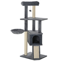 PawHut - arbre à chat 50 po, tour multi-niveaux pour chatons d’intérieur - gris-Conception à plusieurs niveaux qui satisfait le désir de grimper de votre animal 