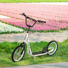 Aosom - Trottinette de rue pour jeunes avec roue gonflable de 16 po, doubles freins - blanc-Large plateforme texturée antidérapante pour aider à maintenir l’équilibre 
