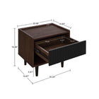 Manhattan Comfort - Ensemble de 2 tables Duane style milieu du siècle : table d’appoint et table basse - brun foncé et noir-Pieds en métal pour la mode et la durabilité