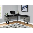 Monarch Specialties - 7617 Bureau 70 po - Noir/Simili-Ciment/Metal Noir/L/R-Le dessus de bureau flottante extra-large libère le dessus des unités de rangement pour les utiliser comme surfaces supplémentaires