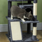 PawHut - Arbre à chat 54 po avec poteaux à griffer, condos - gris foncé-Couleur : gris foncé, blanc crème 