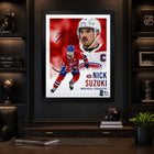 Frameworth - Cadre Nick Suzuki Collage Portrait Canadiens - Impression Encadrée - 16 po L x 20 po H-Collage portrait sur papier photo de qualité supérieure fini professionnellement dans un cadre noir avec façade protectrice transparente