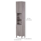 Kleankin - Armoire de rangement de salle de bain haute autoportante avec effet bois - effet bois-Conception anti-basculement et peut être fixé au mur pour plus de sécurité   