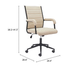 Zuo - Auction Chaise de bureau - Beige-8
