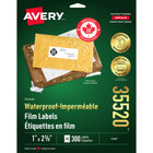 Avery - Étiquettes imperméables rectangulaires - 1po x 2-5/8po - Blanc - 300 Étiquettes-Étiquettes d'adresse blanc