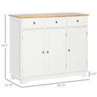 HOMCOM - Buffet 39,8 po L avec rangement - blanc-Le matériau robuste est facile à nettoyer avec un chiffon humide
