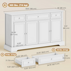 HOMCOM - Buffet moderne 54 po avec portes et tiroirs à fermeture douce - blanc-Les charnières à fermeture douce offrent un fonctionnement silencieux et empêchent les pincements accidentels