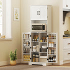 HOMCOM - Armoire de garde-manger haute 71,5 po avec porte-épices - blanc-Huit supports de porte pour un accès facile aux épices 