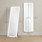 HOMCOM - Miroir sur pied led avec éclairage 3 couleurs - 21 po l x 64 po h - clair-Fabriqué en verre incassable de 4 mm, garantissant clarté et sécurité pour la famille 