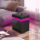 HOMCOM - Table de nuit avec lumières LED et 2 tiroirs - noir-Choisissez parmi 60 000 couleurs, ajustez la luminosité et programmez des minuteries, ou synchronisez avec la musique et les modes clignotants pour toutes les ambiances 