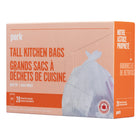 Perk  - Grands sacs à ordures pour cuisine - dessus ondulé - 24 po x 30 po - blanc - Paquet de 20-Fiables pour tous vos besoins à la maison et au bureau