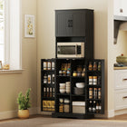 HOMCOM - Armoire de garde-manger haute 71,5 po avec porte-épices - noir-Huit porte-épices sur les portes pour un accès facile 