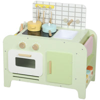 Qaba - Cuisine pour enfants avec 15 accessoires - vert-Livré avec 15 accessoires, stimulant la créativité sans fin de votre petit chef 