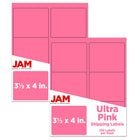 JAM Paper Étiquettes adresse pour le courrier, 4 x 3 1/3 po, rose rythmé Astrobright, 240 par paquet-9,6 oz