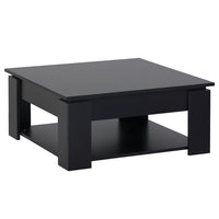 HOMCOM - Table basse moderne à 2 niveaux avec étagère - noir-Look moderne campagne en forme rectangulaire avec des lignes minimalistes et un grain de bois naturel