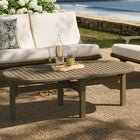 Modway - Saratoga Ovale Terrasse extérieure Bois de teck Table basse - Gris vieilli-Brancards qui se croisent