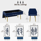 HOMCOM - Banc de rangement pour bout de lit - bleu foncé-Banc de chambre élégant avec pieds dorés pour une touche de sophistication 