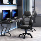 HOMCOM - Chaise de bureau style voiture de course - gris-Revêtement en cuir PU de qualité supérieure, doux au toucher et facile d’entretien