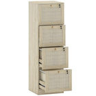HOMCOM - Classeur 4 tiroirs pour documents Letter/A4 verrouillable - chêne-Les façades de tiroirs en rotin naturel et la finition effet bois créent une touche de style bohème 
