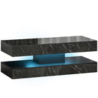 HOMCOM - Table basse effet marbre avec éclairage LED - effet noir-Lumières LED RGB avec 16 couleurs, quatre modes et luminosité réglable contrôlées par la télécommande incluse