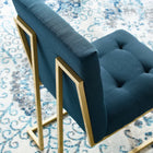 Modway - Privy Acier inoxydable doré Tissu rembourré Chaise d’accent pour salle à manger - Or Azur-Tissu polyester doux pour tissu
