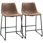 HOMCOM - Tabourets de bar hauteur comptoir avec dossier - brun - paquet de 2-Design classique en cuir PU vieilli 
