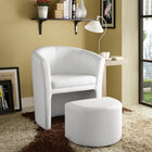 Modway - Divulge Fauteuil et ottoman - Blanc-Cuir synthétique rembourré en mousse