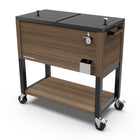 Permasteel - Glacière de patio roulante 80 pintes effet grain de bois avec séparateur - brune-Sa grande capacité de 80 pintes offre un espace généreux pouvant contenir jusqu’à 110 canettes de 12 oz, plus de la glace.