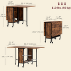 HOMCOM - table à manger pliante à roulettes 51 po avec rallonge rabattable et étagère de rangement pour 6 personnes - brun rustique-Structure en panneau de particules avec finition en métal noir style campagne 