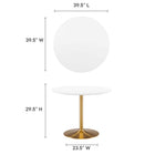 Modway - Amuse 40 po Table à manger, Or Blanc-Plateau en MDF
