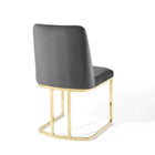 Modway - Amplify Base de traîneau Performance Velvet Fauteuil d’appoint de salle à manger - Gris or-Capacité de poids de la chaise : 331 lb.