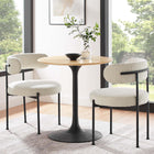 Modway - Lippa Rond de 28 po Bois Table à manger, Noir Naturel-Socle métallique résistant aux éclats