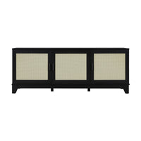 Manhattan Comfort - Meuble TV Sheridan 62,99 po style Mid-Century Modern - Noir-Meuble TV autoportant en rotin moderne pour salon