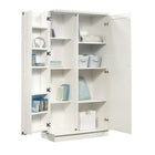 Sauder - 422427 La Collection HomePlus Meuble de Rangement - Finition Soft White-Arrière fermé avec découpes pour passe-câbles. 