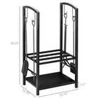 HOMCOM - Porte-bûches 16 po à 2 niveaux avec 4 outils- support de rangement pour bois de cheminée-Excellente ventilation grâce à sa conception surélevée pour garder le bois sec et facile à brûler   