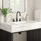 Modway - Gridiron 36" Vanette de salle de bain - Blanc Noir-Acier inoxydable