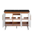 Modway - Energize 48" Vanette de salle de bain - Noir blanc cerise-Construction en MDF et panneau de particules