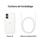 Apple - iPhone 16 6,1" - 128 Go - Blanc - Bell et Virgin Plus-Connectivité Satellite: Quand aucun réseau cellulaire ou Wi-Fi n'est à sa portée, iPhone peut se connecter à un satellite pour vous permettre d'envoyer et de recevoir des textos et des Tapback. En cas d'accident de voiture grave, il peut contacter les secours si vous n'êtes pas en mesure de le faire