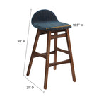 Modway - Juno Tabouret de bar - Tissu bleu marine - Ensemble de 2-Hévéa et contreplaqué