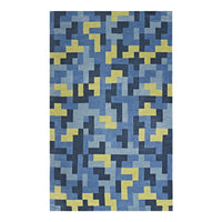 Modway - Andela Mosaïque de blocs imbriqués Tapis de comédie 8 pi l x 10 pi L - Bleu multicolore et vert olive pâle-Tapis en mosaïque en blocs imbriqués