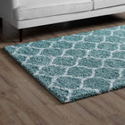 Modway - Solvea Treillis marocain Tapis 5 pi l x 8 pi L Shag Area - Bleu aqua et ivoire-100% polypropylène